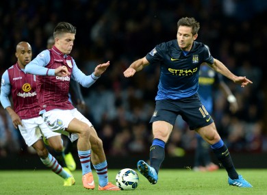 Grealish in action against Man City's Frank Lampard over the weekend.