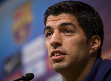 Barcelona's Luis Suarez pictured during a press conference