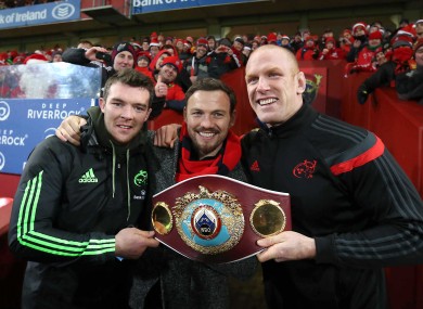 Peter O'Mahony and Paul O'Connell watched the match with Andy Lee.