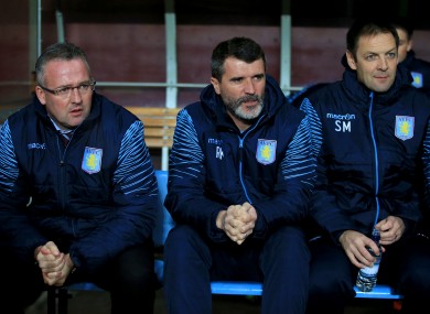 Paul Lambert on the bench with then assistant Roy Keane.