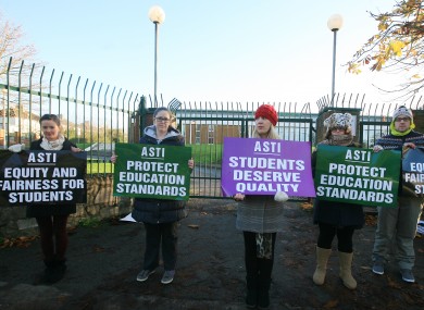 Teachers on strike earlier this month