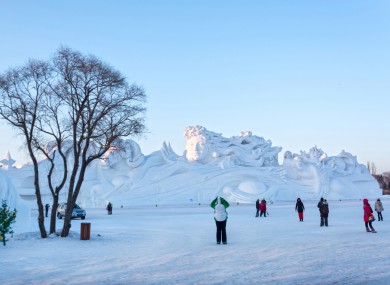 JANUARY 9, 2014: Sun Island Park in winter. Harbin, China.