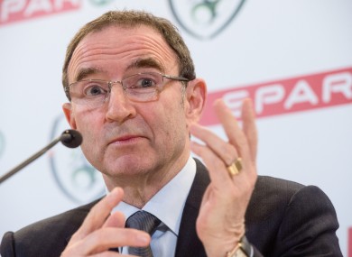 Martin ONeill during a press conference at the Aviva Stadium where SPAR were announced as the Official Convenience Retail Partner of the FAI.