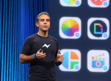 Facebook's VP of Messaging Products David Marcus speaking at F8's keynote.