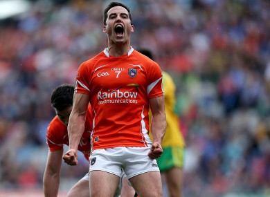 Aaron Kernan reacts as a free is awarded against him.