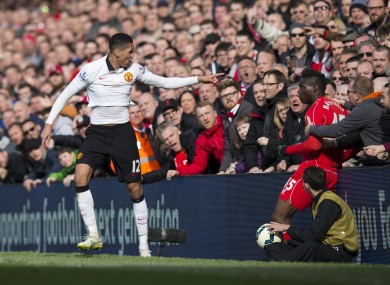 Balotelli was eyeing up Smalling after the pair clashed.