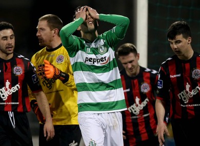 David Webster of Rovers reacts after going close.