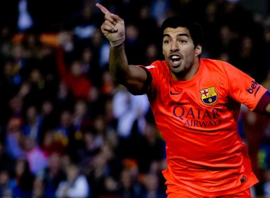Barcelona forward Luis Suarez.