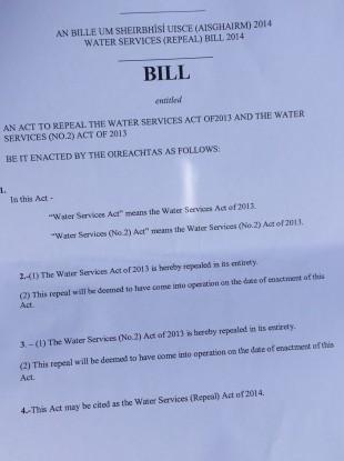 The Water Services Repeal Bill 2014, which Sinn Féin has published today