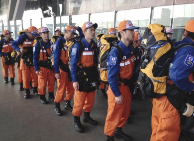 Members of a rescue team from Japan transit in Bangkok last month