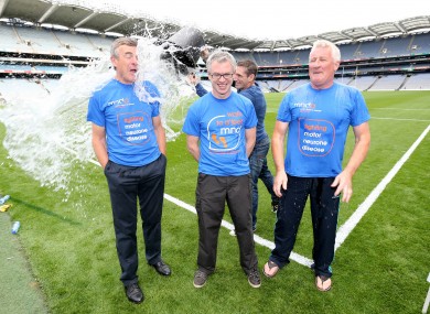 Joe Brolly, Pat Spillane and Colm O'Rourke pictured doing the Ice Bucket Challenge last year.