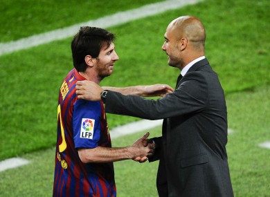 Lionel Messi with then Barcelona coach Pep Guardiola.