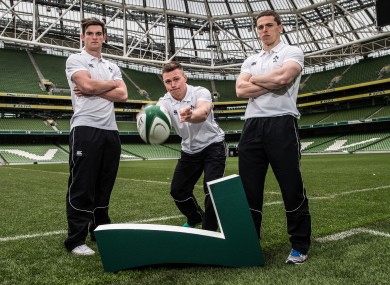Tom Daly, Matthew D'Arcy and Cian Aherne at yesterday's Sevens squad announcement.