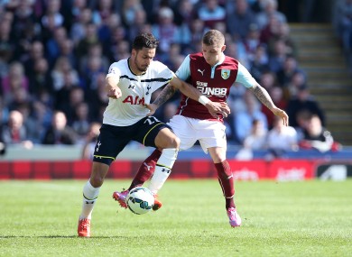 Kieran Trippier (right) battles for the ball with new teammate Nacer Chadli.