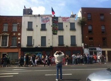 A demonstration outside the hostel earlier this week.