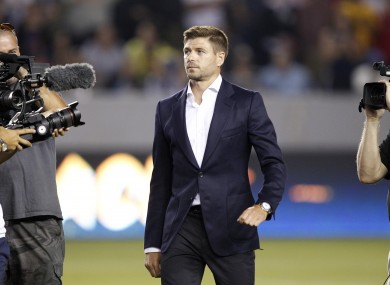 Gerrard was later introduced to the Galaxy fans.