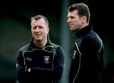 Sligo manager Niall Carew and selector Ronan Sweeney.