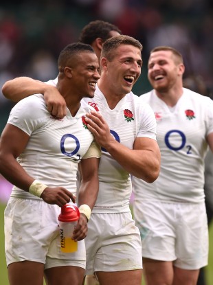 Burgess and Watson share a joke in Twickenham