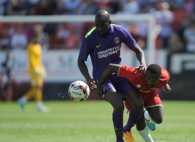 Sahr Kabba (right) has become the first player to be charged by the FA for allegedly feigning injury.