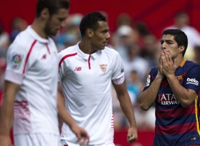 Luis Suarez shows his disappointment in today's game.