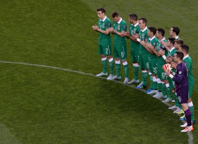 The Republic of Ireland during a minute's applause before last month's tie against Georgia at the Aviva Stadium.