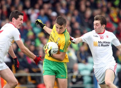 Donegal minor captain Michael Carroll in possession against Tyrone.