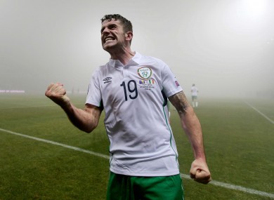 Robbie Brady celebrates scoring the game's opening goal.