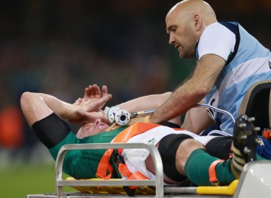 Paul O'Connell's World Cup ends on a stretcher.