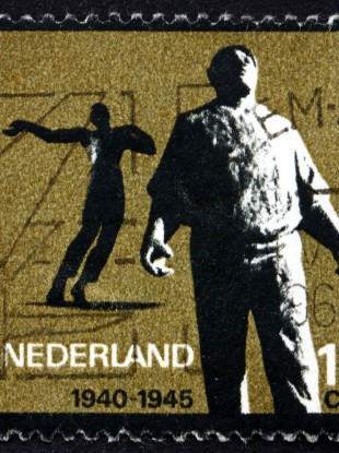 A stamp issued to commemorate Dutch resistance fighters from WW2