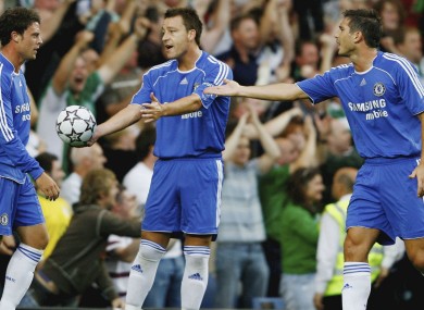 Wayne Bridge, John Terry and Frank Lampard representing Chelsea in 2006.