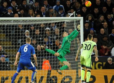 Joe Hart pulls off a save at the King Power Stadium.