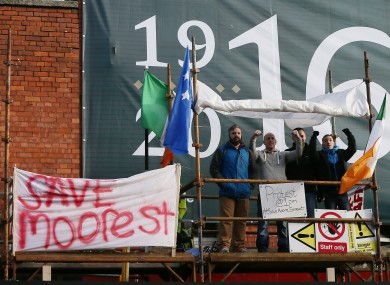 Protesters occupy the disputed terrace on Moore Street.