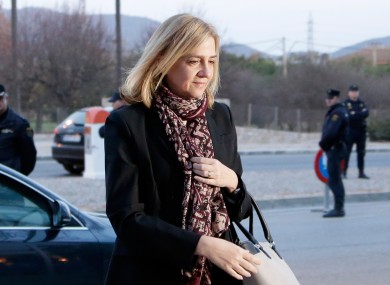 Spain's Princess Cristina arrives at a makeshift courtroom for a corruption trial