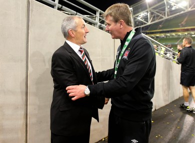 Kenny comes up against John Caulfield once again, pictured here after the FAI Cup final.
