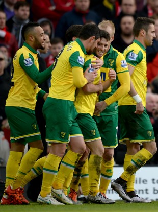 Wes Hoolahan and his Norwich team-mates (file photo).