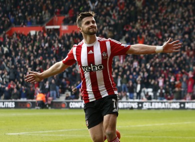 Shane Long celebrates scoring against Chelsea.