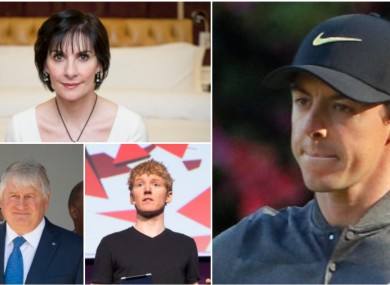 Clockwise from top-left: Enya, Rory McIlroy, Patrick Collison and Denis O'Brien.