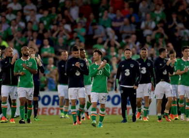 Ireland players at the end of the game tonight.