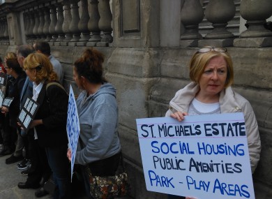 Protesters outside Dublin City Council yesterday evening