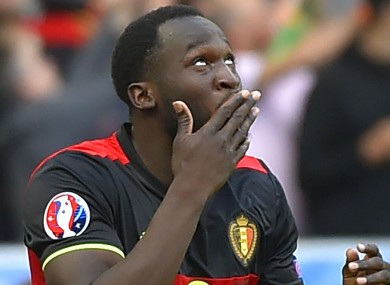 Romelu Lukaku celebrates his brace for Belgium.