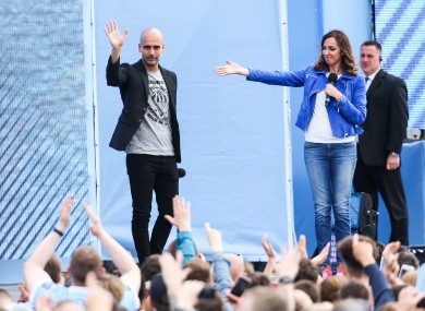 Guardiola is unveiled at the Etihad Stadium today.