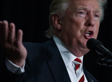 Donald Trump speaking during a campaign rally in New Hampshire.