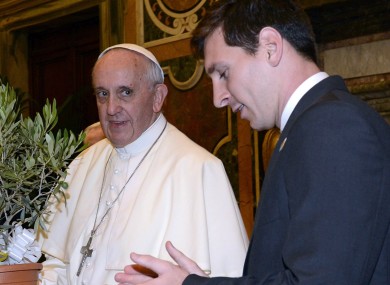 Lionel Messi with Pope Francis.