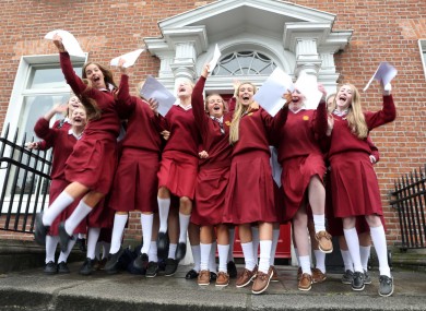 Students from Loreto College jump around after receiving their results in 2013.