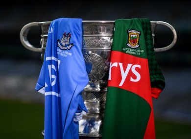 The prize on offer for the Dublin and Mayo footballers today.