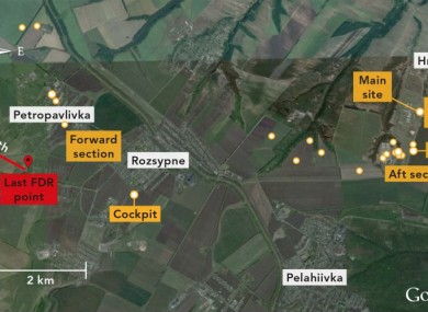 The last location of Flight MH17, taken from the flight data recorder (FDR).