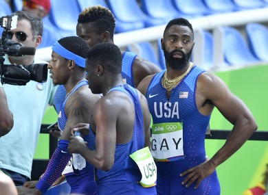 Gay (right) was stripped of a silver medal at the London Olympics after testing positive for a banned substance.