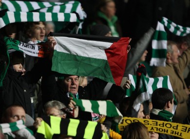 A Celtic fan with the Palestine flag (file photo).