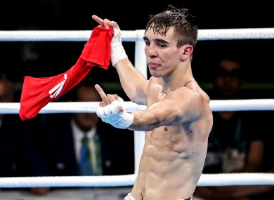 Michael Conlan expresses his displeasure after losing to Nikitin in Rio.