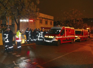 Firefighters and ambulances are seen in the village of Montferrier-sur-Lez